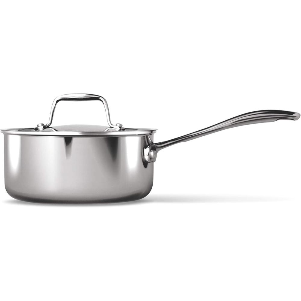 Milton Pro Cook Stainless Steel Tea Pan, 2.2 Litre/18 cm, Triply Saucepan with Lid, Gas Induction Base Chai Pot Milk Boiler with Handle