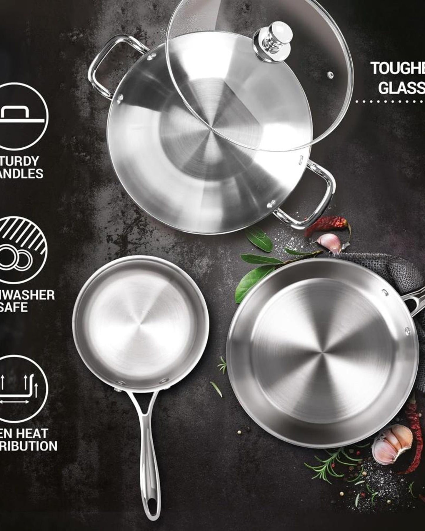 Milton Pro Cook Cookware Set 3Pc Steel