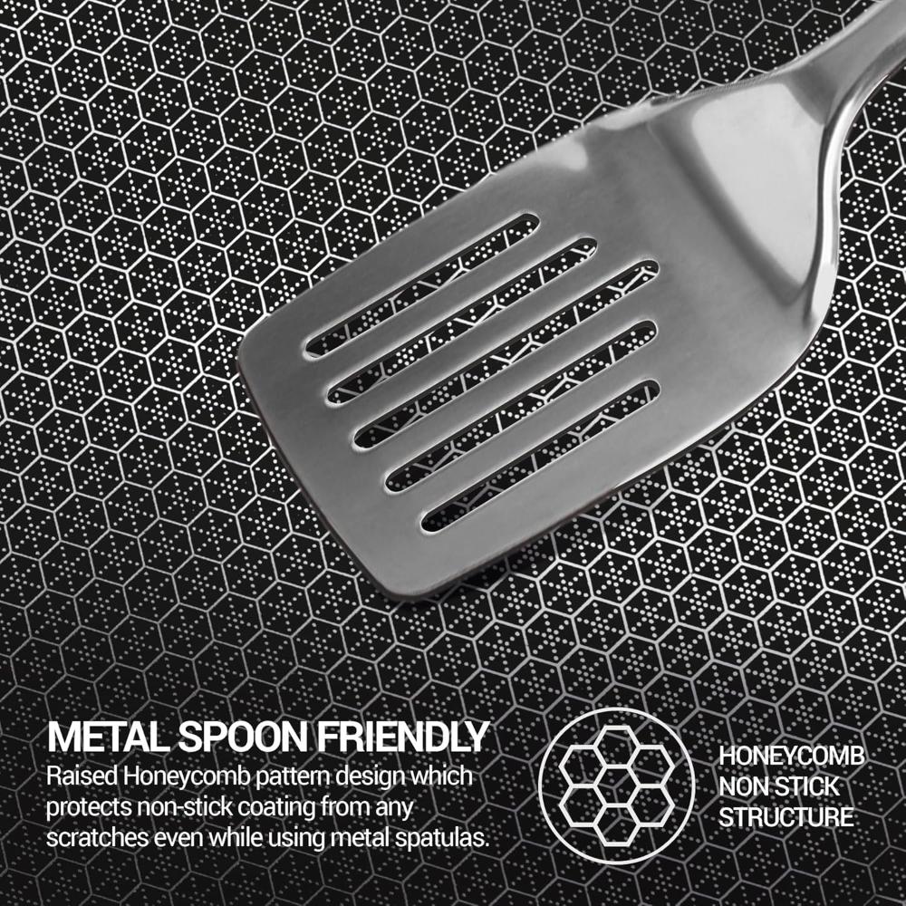 MILTON Pro Cook Triply Hexa Tech Induction Stainless Steel Kadhai with Glass Lid, 26 cm,Silver, 3 Layer Kadhai for Cooking, Induction Bottom and Gas Stove Ready Cookware, Easy to Clean