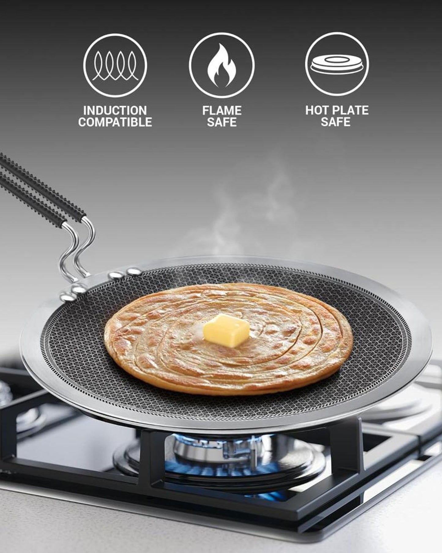 Milton Pro Cook Hexa Tawa Concave 26cm Steel