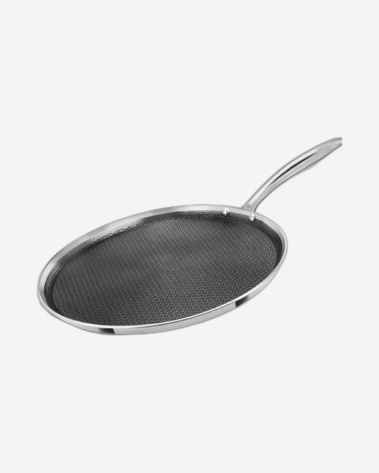 MILTON Pro cook Triply Hexa Tech Induction Stainless Steel Tawa, 28 cm,Silver, Honeycomb Non-Stick Structure, SturdyHandle, Food Grade, Flame & Hot Plate Safe