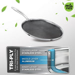 MILTON Pro cook Triply Hexa Tech Induction Stainless Steel Tawa, 32 cm,Silver, Honeycomb Non-Stick Structure, SturdyHandle, Food Grade, Flame & Hot Plate Safe