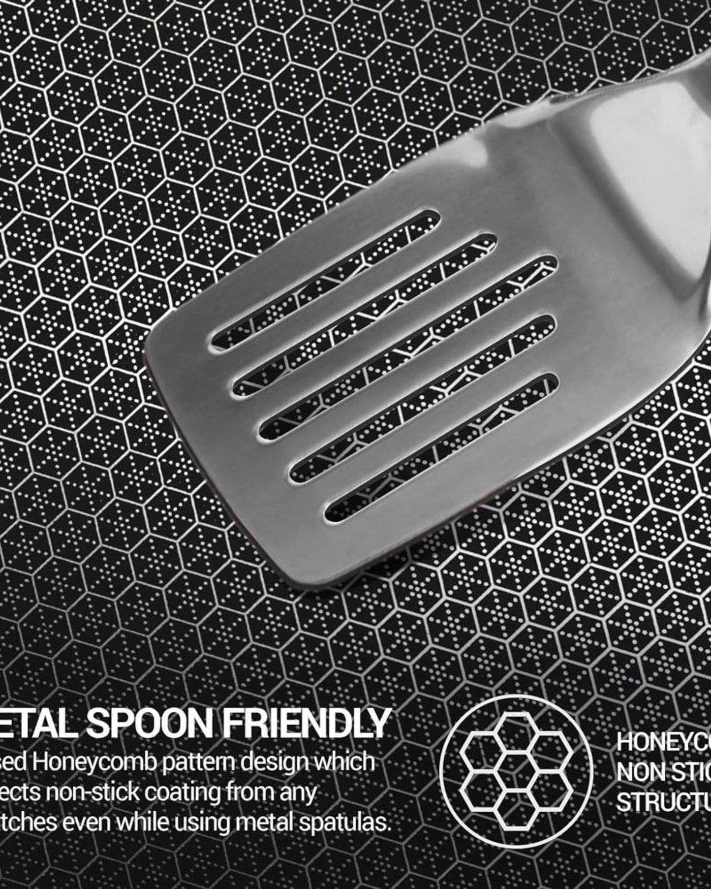 MILTON Pro cook Triply Hexa Tech Induction Stainless Steel Fry Pan with Glass Lid, 26 cm Silver, Honeycomb Non-Stick Structure, Skillet for Curry, Omelette Pans, Induction & Gas Friendly