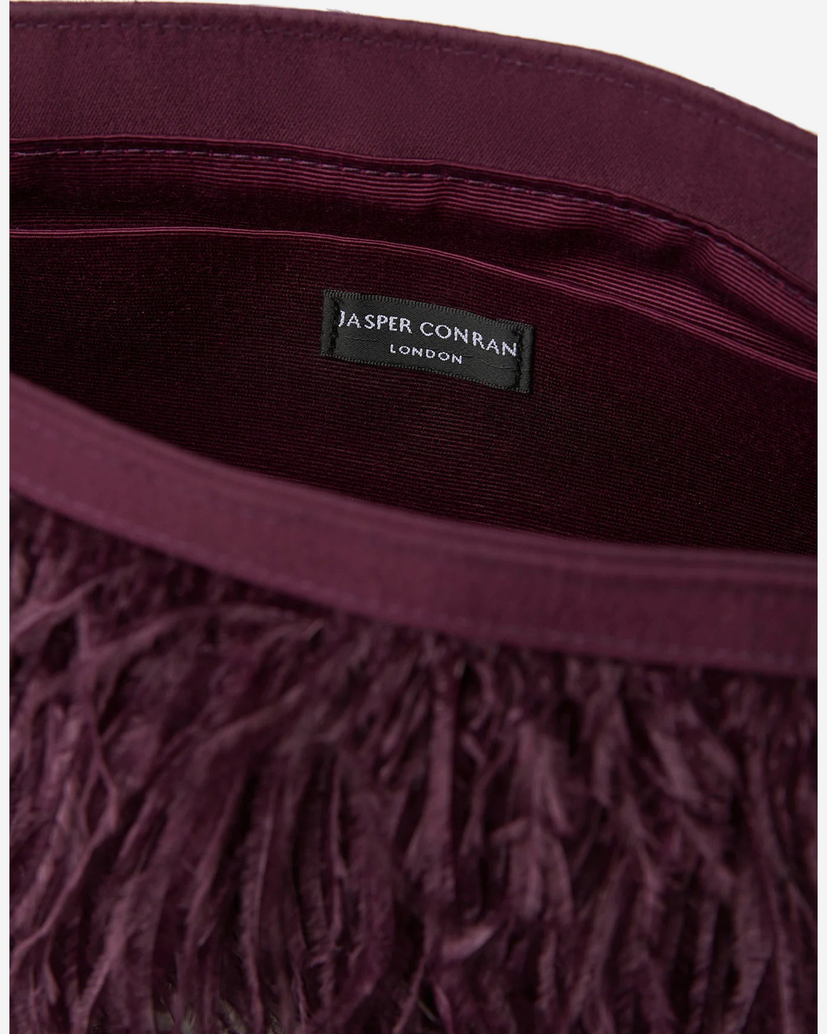Jasper Conran Inez Ostrich Feather Clutch Bag in Berry