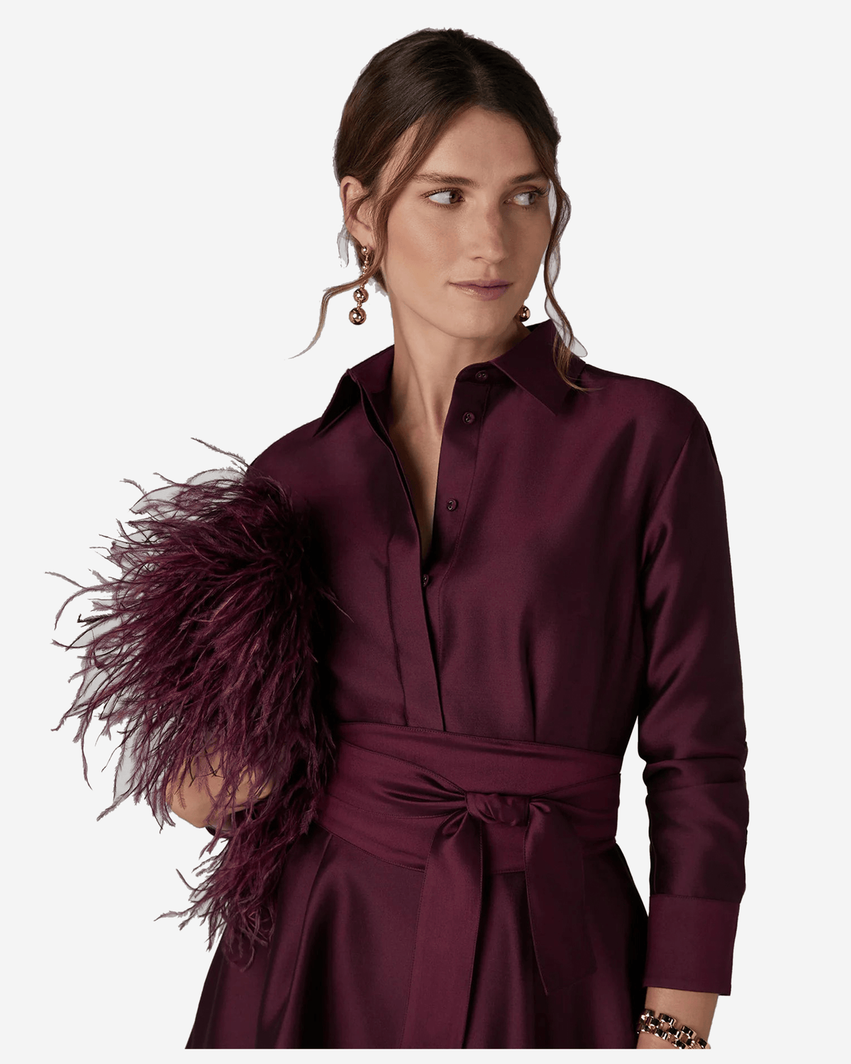 Jasper Conran Inez Ostrich Feather Clutch Bag in Berry