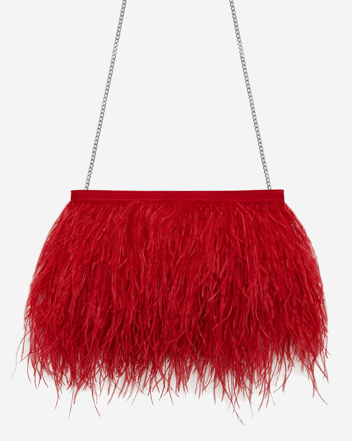 Jasper Conran Inez Ostrich Feather Clutch Bag in Berry
