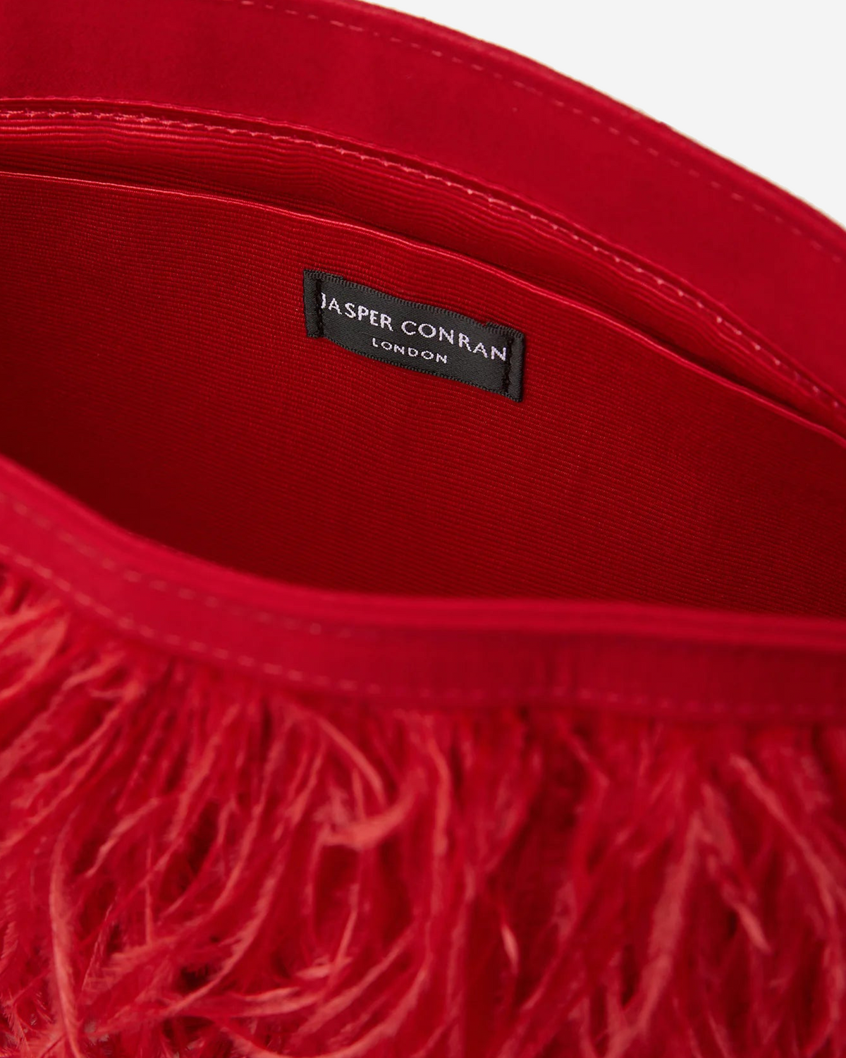 Jasper Conran Inez Ostrich Feather Clutch Bag in Berry