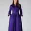 Emily Pintuck Full Skirt Shirt Dress in Purple