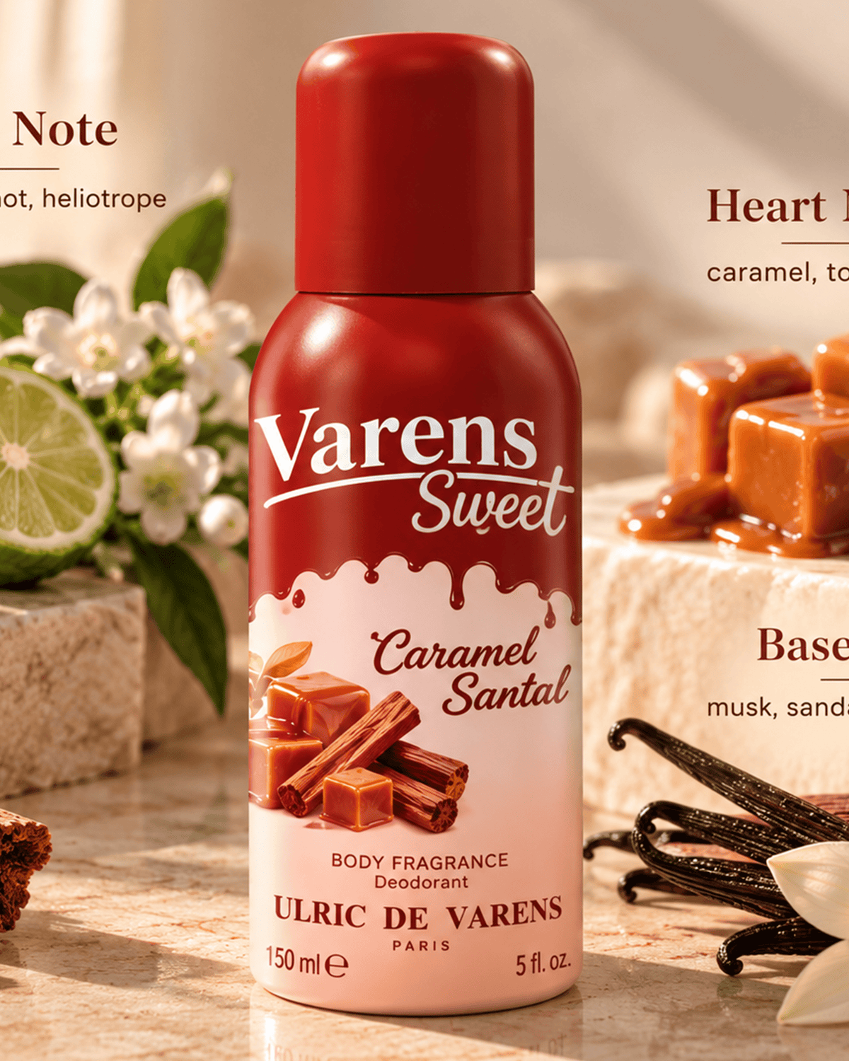 Ulric de Varens Sweet Caramel Santal Body Fragrance Deo 150 Ml