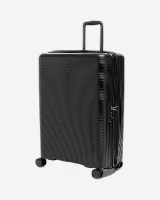 Echolac Forza 75cm Hardcase Expandable 4 Double Wheel Check-In Luggage Trolley Black - PPW005 28 Black