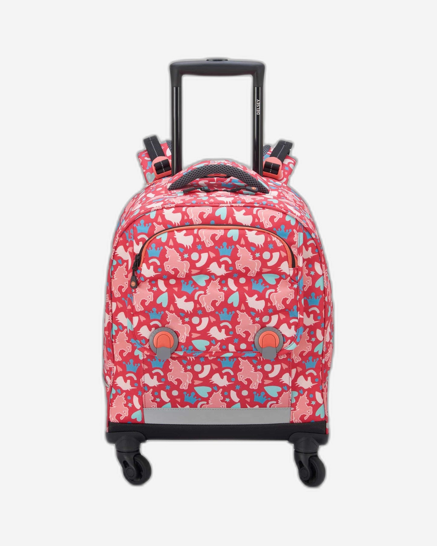 Delsey Paris Back to School 2022 Vertical Wheeled School Bag Pink Printing