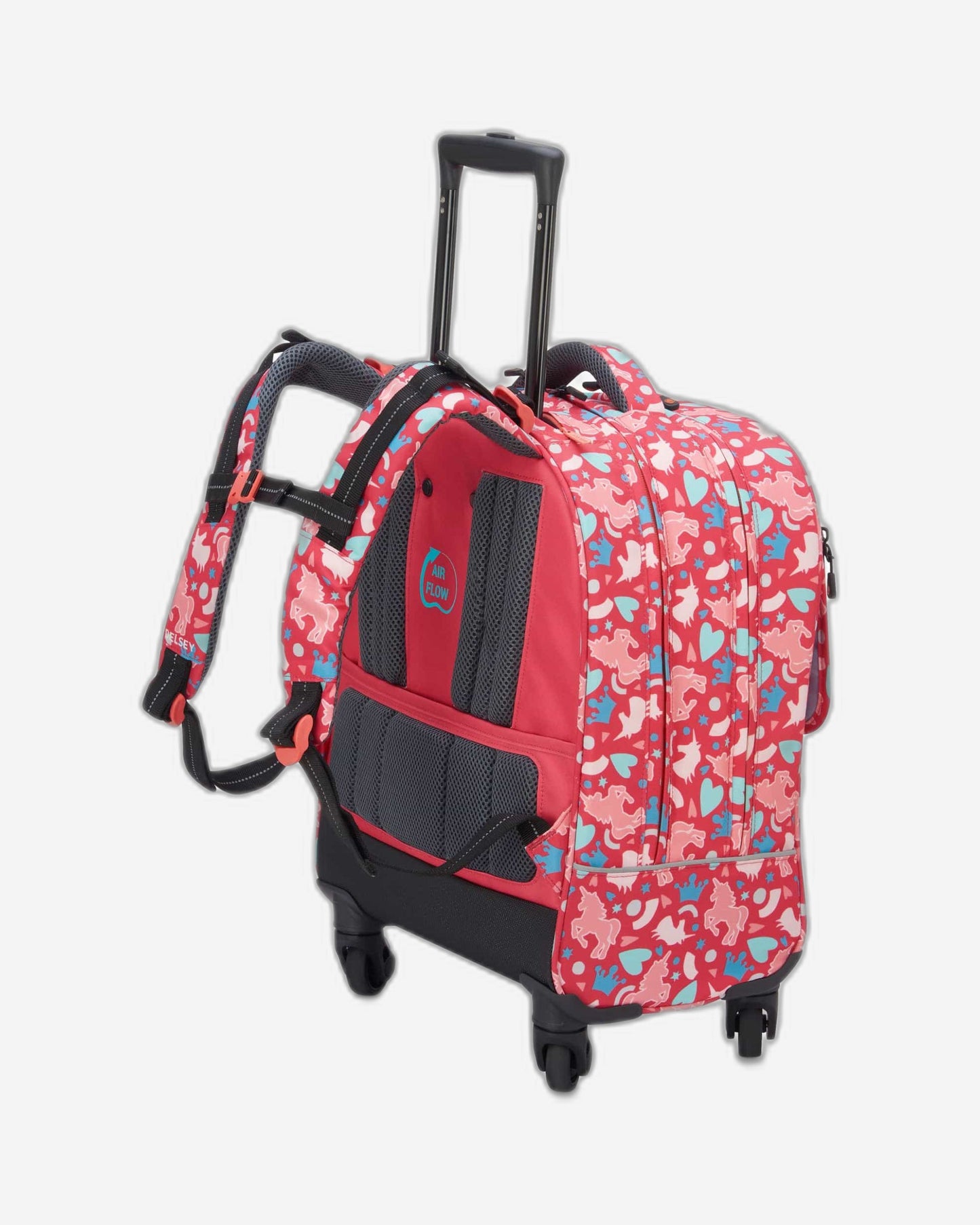 Delsey Paris Back to School 2022 Vertical Wheeled School Bag Pink Printing