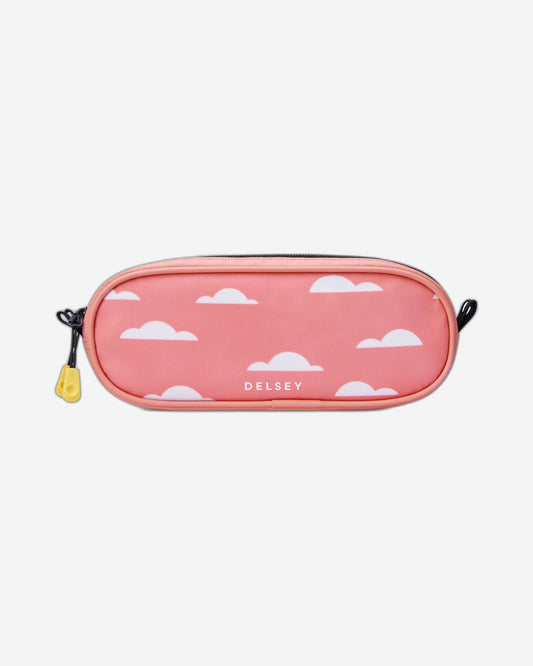 Delsey Paris Back To School 2023 Top Zip Opening Pencil Case 2 Compartment Pink Printing - 00338917319