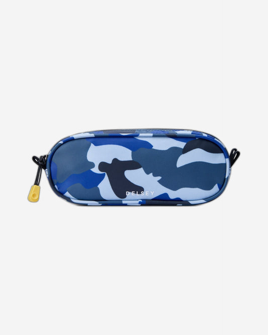 Delsey Paris Back To School 2023 Top Zip Opening Pencil Case 2 Compartment Camo Blue - 00338917322