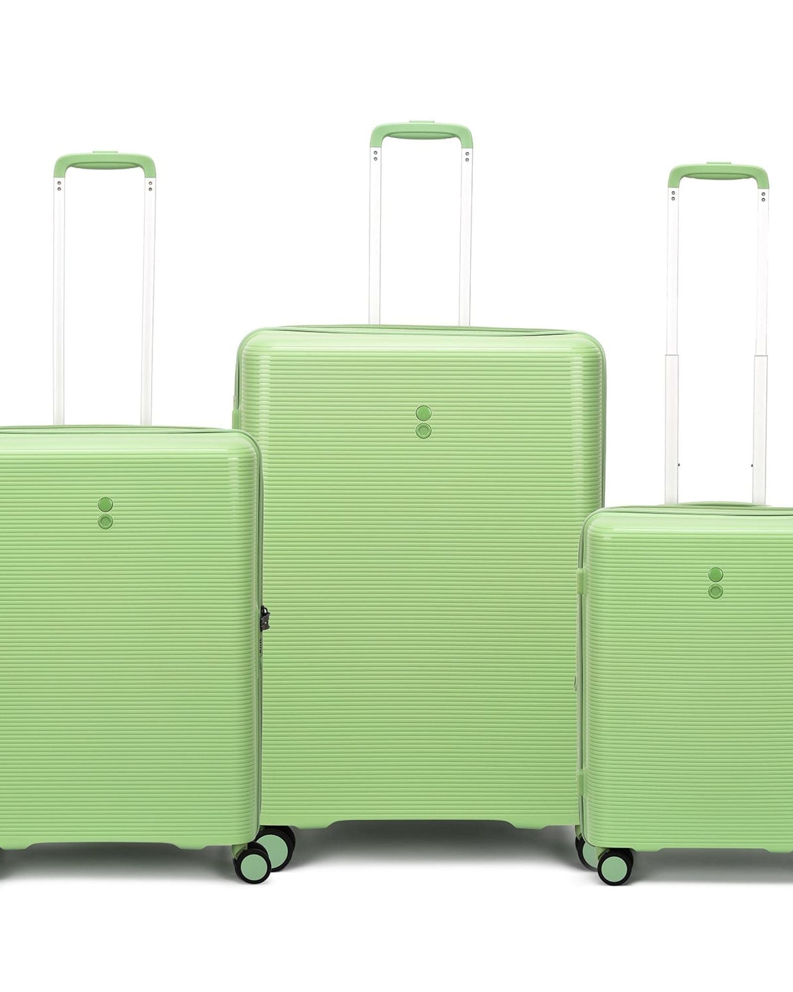 Echolac Forza 55+65+75cm Hardcase 4 Double Wheel Expandable Cabin & Check-In Luggage Trolley Set Reef Green