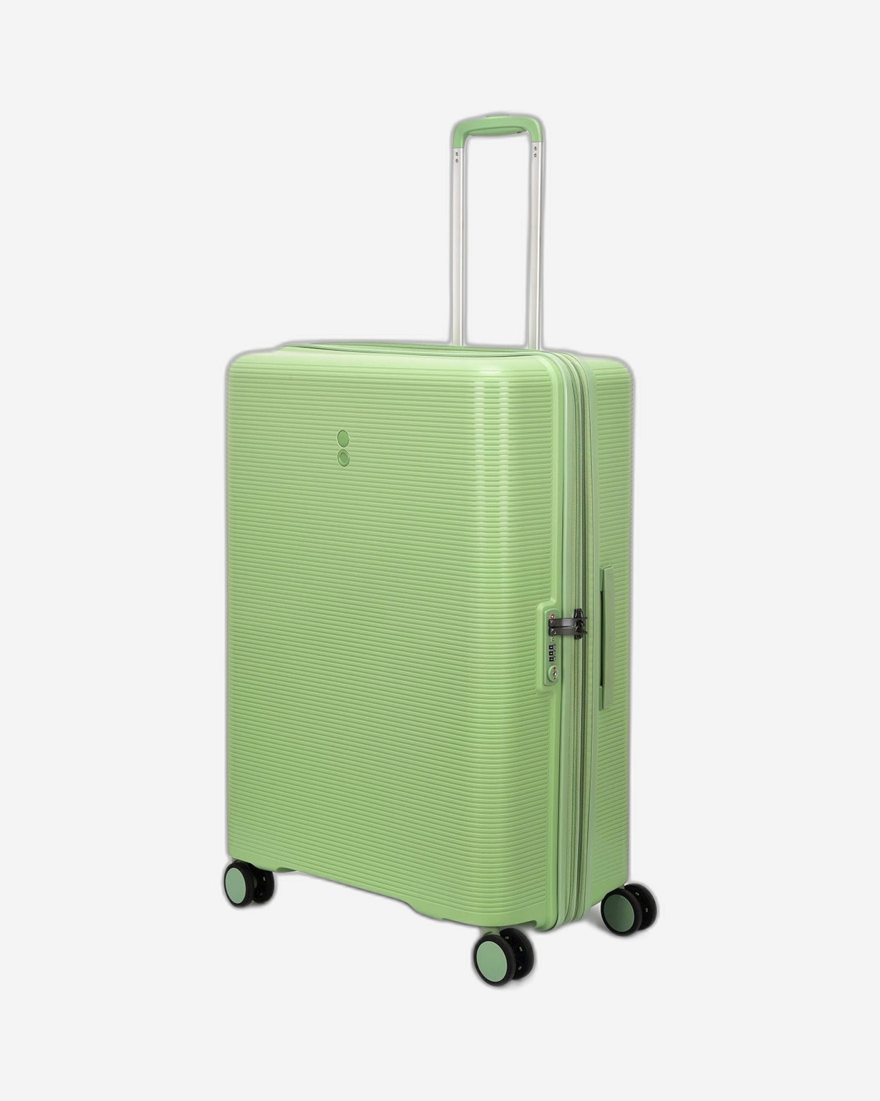 Echolac Forza 55+65+75cm Hardcase 4 Double Wheel Expandable Cabin & Check-In Luggage Trolley Set Reef Green