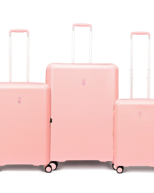 Echolac Forza 55+65+75cm Hardcase 4 Double Wheel Expandable Cabin & Check-In Luggage Trolley Set Passion Pink