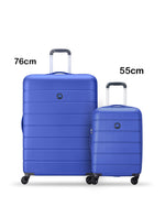 Delsey Paris Lagos 2Piece Set 55+76Cm Hardcase 4 Double Wheel Cabin & Check-In Luggage Trolley Deep Blue + Free  Agreable Backpack