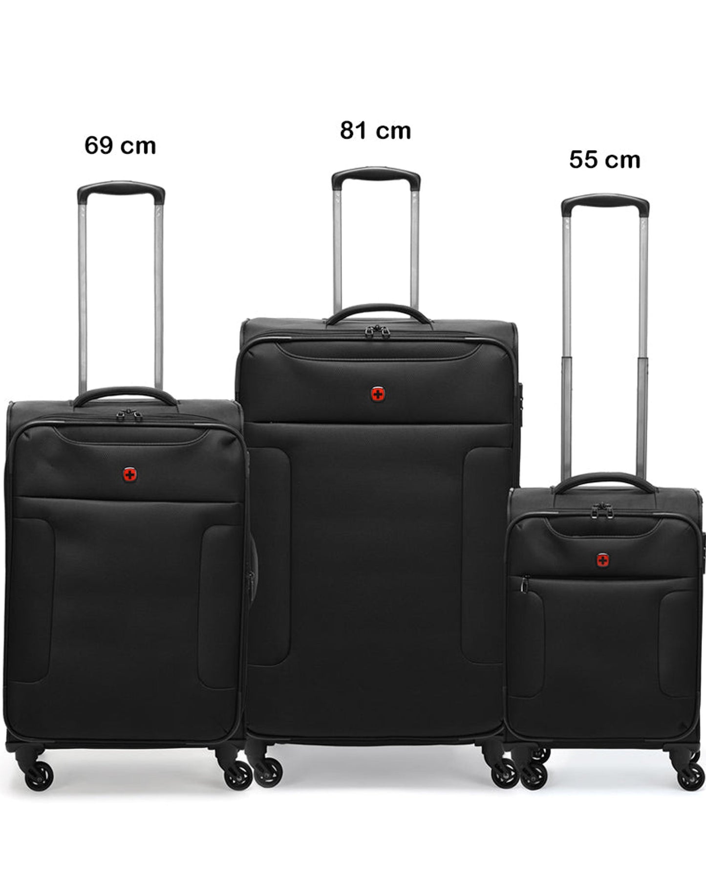 Wenger Eazy 54+68+80cm Softcase Expandable Luggage Trolley Set Of 3 - Black