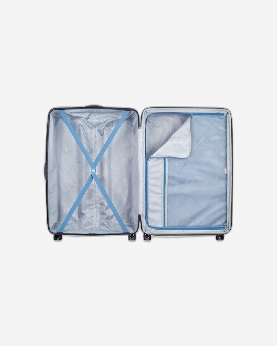 Delsey Paris Tiphanie 55+70+82Cm Hardcase 4 Double Wheel Expandable Cabin & Check-In Luggage Trolley Set Aqua + Free  Agreable Backpack