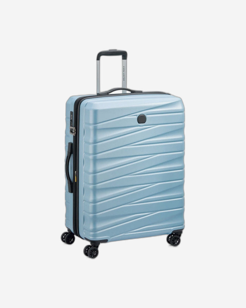Delsey Paris Tiphanie 55+70+82Cm Hardcase 4 Double Wheel Expandable Cabin & Check-In Luggage Trolley Set Aqua + Free  Agreable Backpack