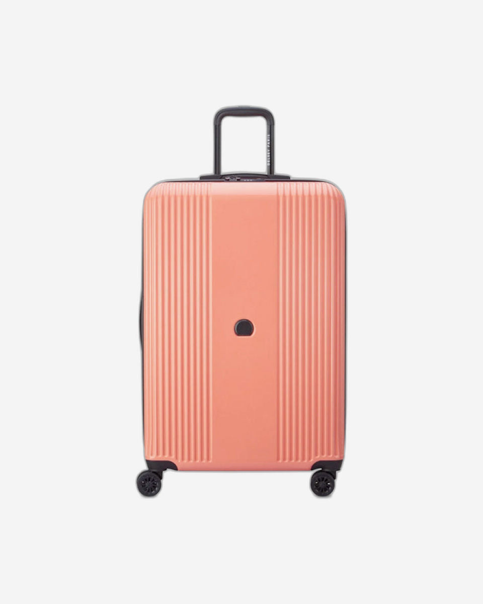 Delsey Paris Ophelie 55+70+82Cm Hardcase 4 Double Wheel Expandable Cabin & Check-In Luggage Trolley Set Glossy Pink + Free  Agreable Backpack