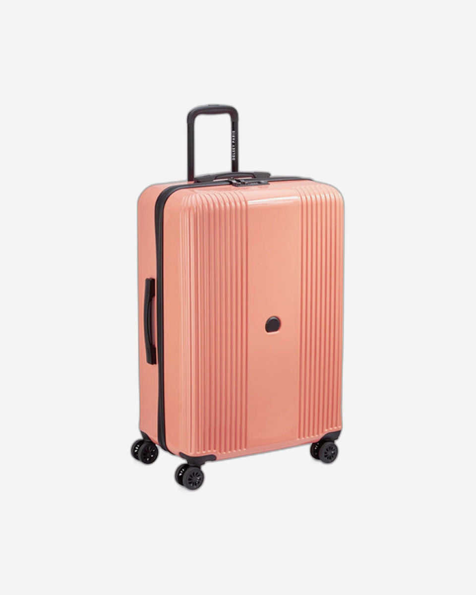Delsey Paris Ophelie 55+70+82Cm Hardcase 4 Double Wheel Expandable Cabin & Check-In Luggage Trolley Set Glossy Pink + Free  Agreable Backpack