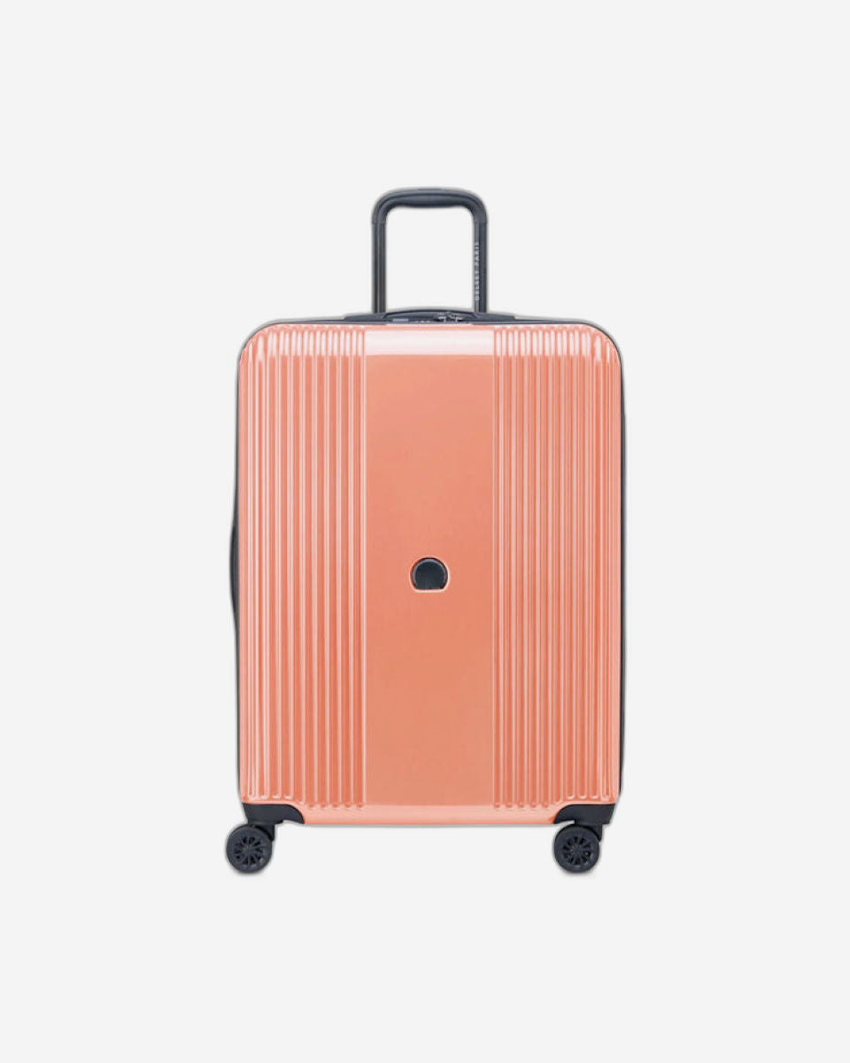 Delsey Paris Ophelie 55+70+82Cm Hardcase 4 Double Wheel Expandable Cabin & Check-In Luggage Trolley Set Glossy Pink + Free  Agreable Backpack