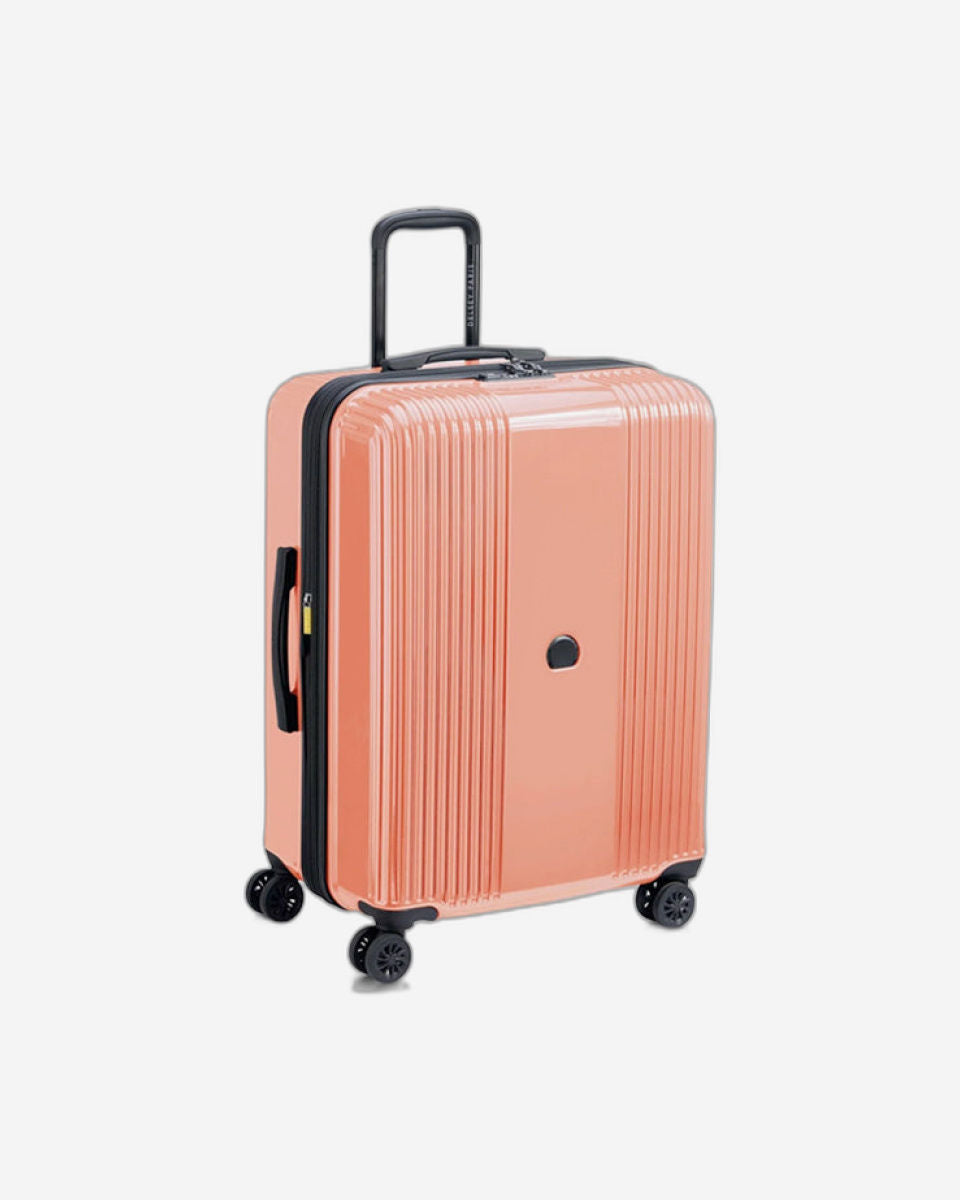 Delsey Paris Ophelie 55+70+82Cm Hardcase 4 Double Wheel Expandable Cabin & Check-In Luggage Trolley Set Glossy Pink + Free  Agreable Backpack