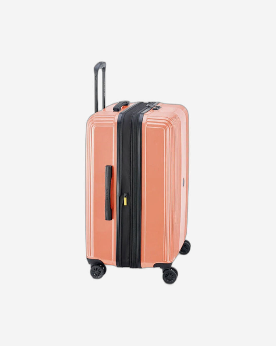 Delsey Paris Ophelie 55+70+82Cm Hardcase 4 Double Wheel Expandable Cabin & Check-In Luggage Trolley Set Glossy Pink + Free  Agreable Backpack