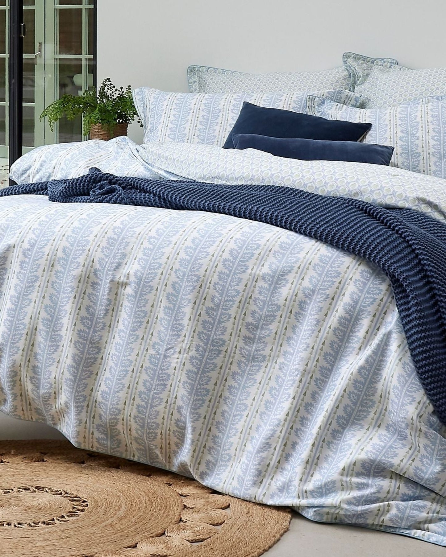Christy "Folia" Duvet Cover Sets in Powder Blue
