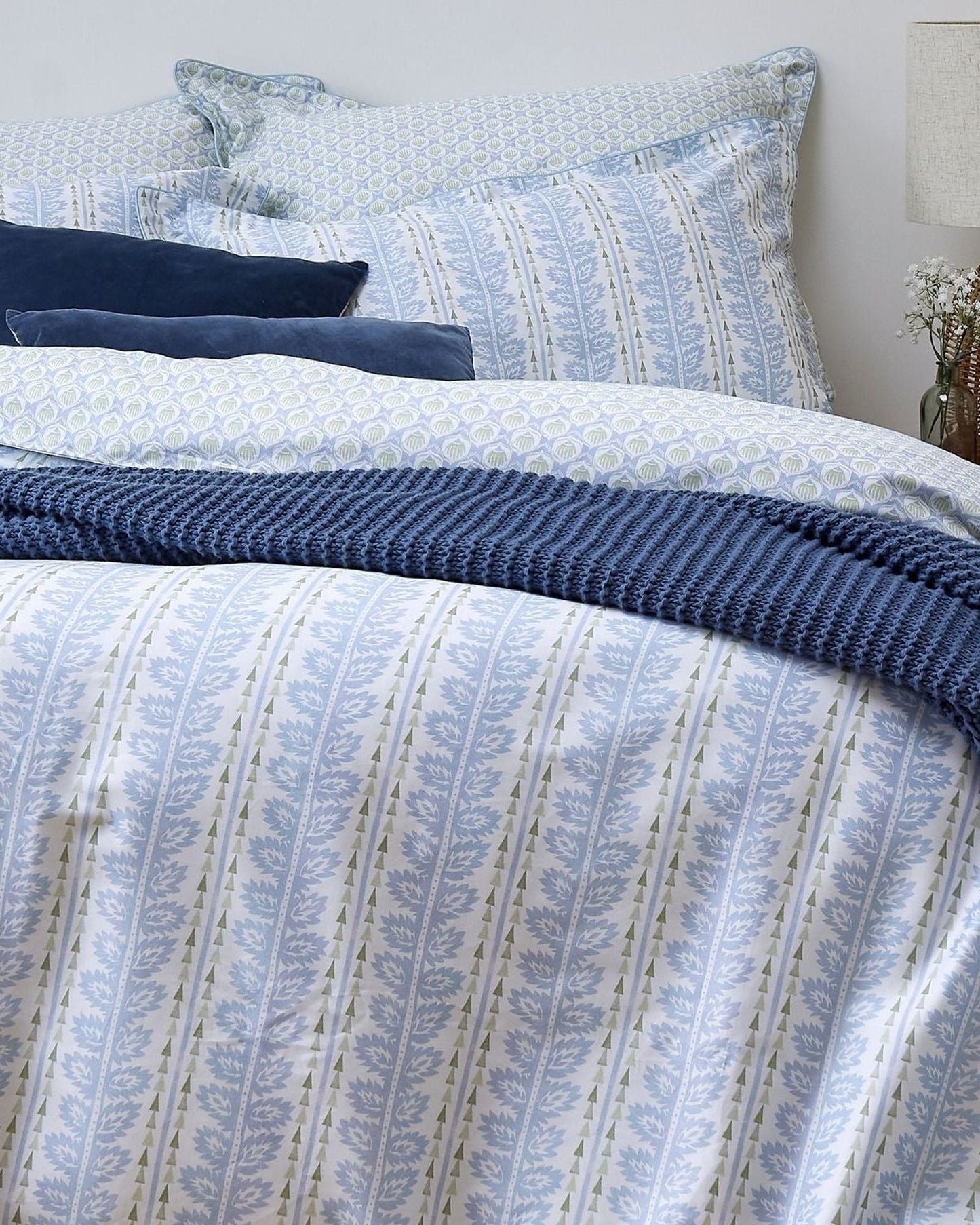 Christy "Folia" Duvet Cover Sets in Powder Blue