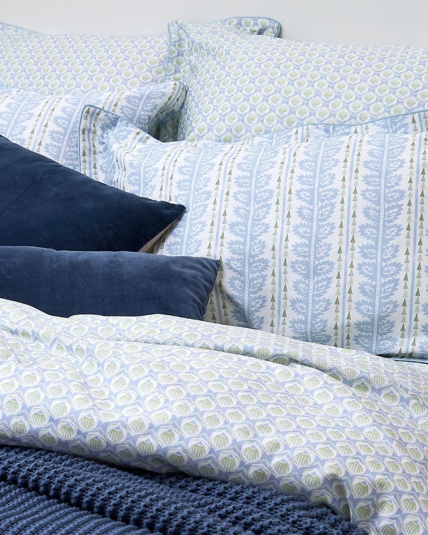 Christy "Folia" Duvet Cover Sets in Powder Blue