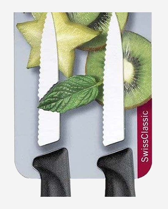 Victorinox Paring Knife Wavy Edge Black 8cm Set Of 2 - 6.7633.B
