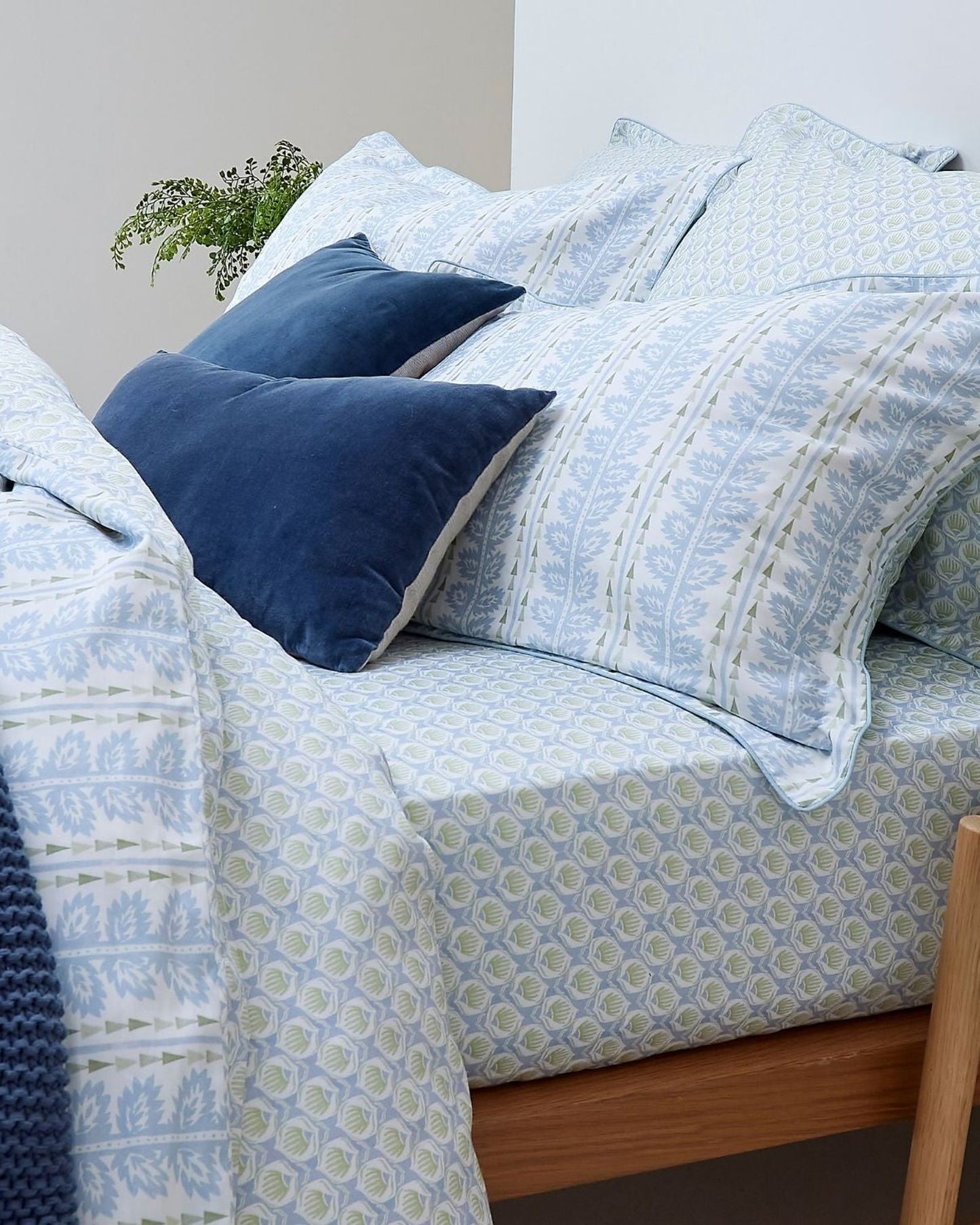 Christy "Folia" Duvet Cover Sets in Powder Blue