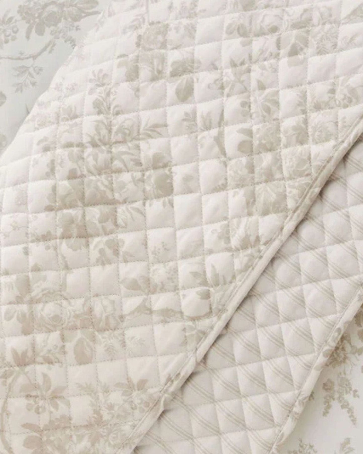 Laura Ashley "Walled Garden" Quilted Bedspread in Dove Grey