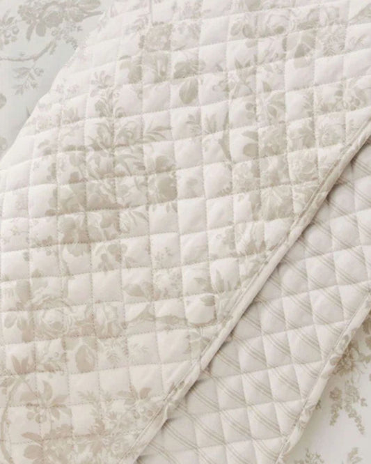 Laura Ashley "Walled Garden" Quilted Bedspread in Dove Grey