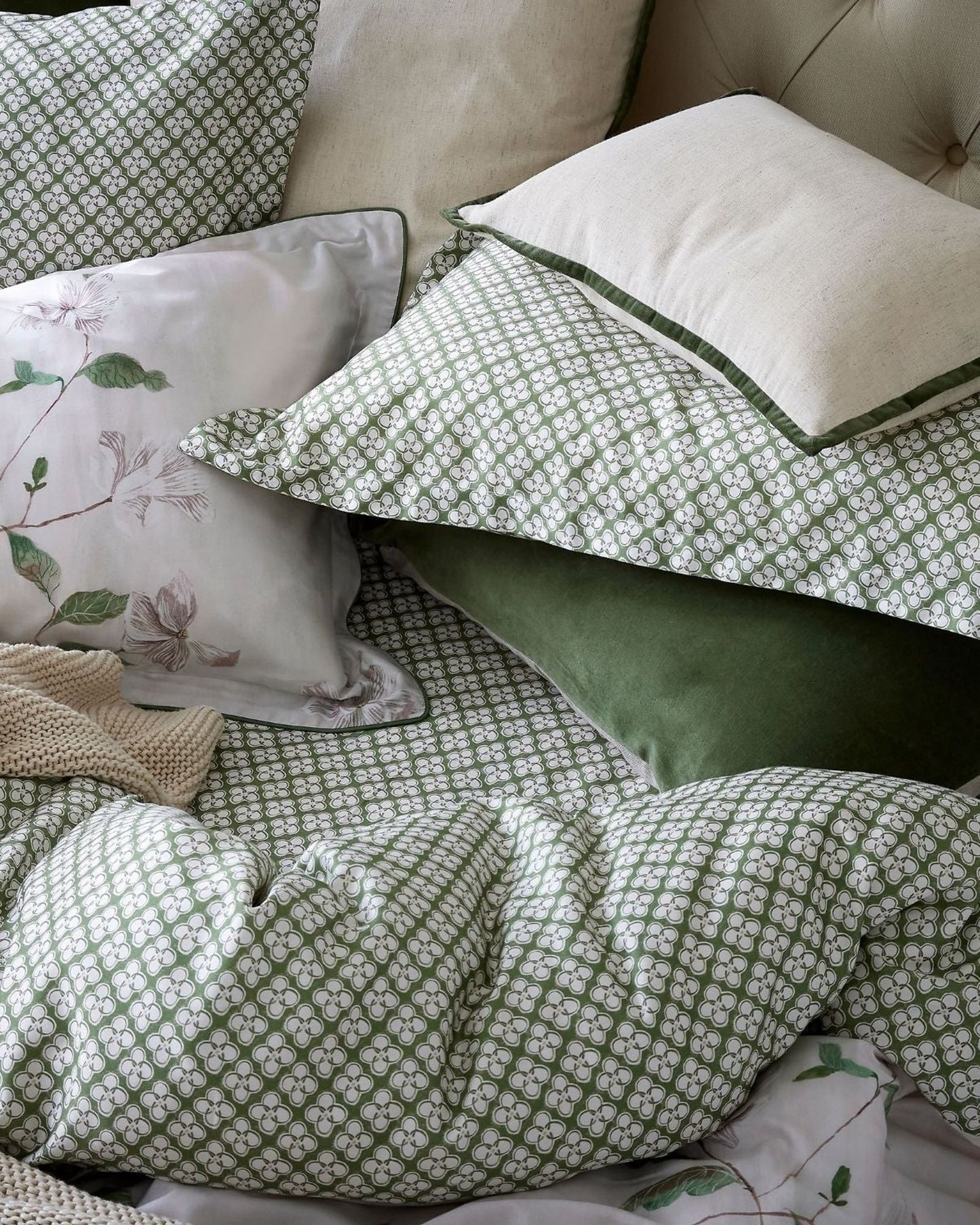 Christy "Magnolia" Duvet Cover Sets in Olive