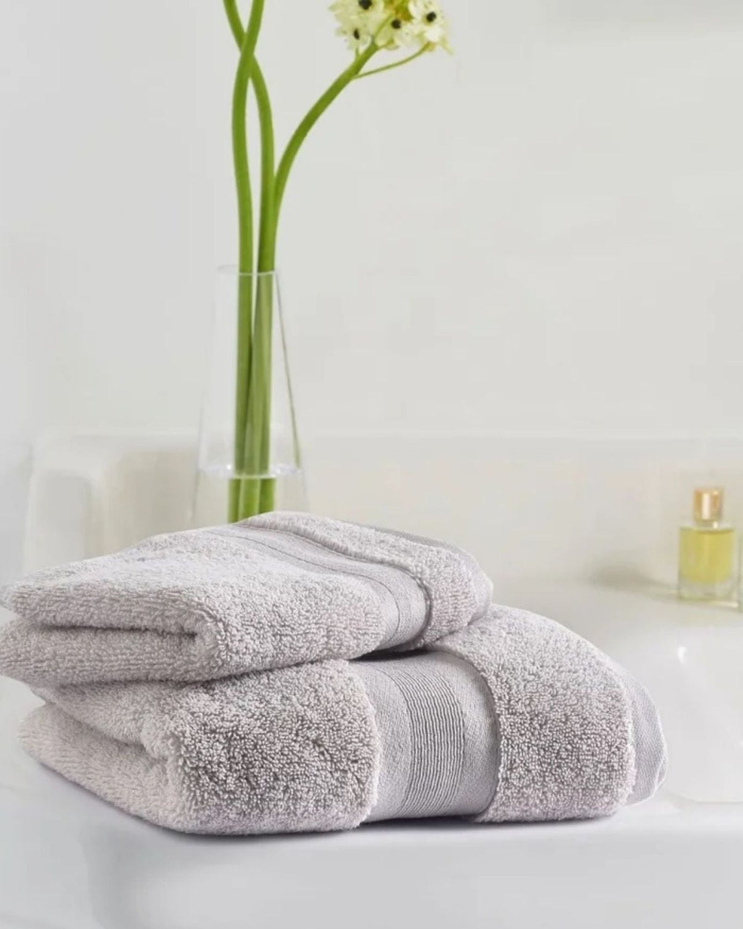 Jasper Conran "Zero Twist Cotton" Bath Towels Collection in Pearl Grey