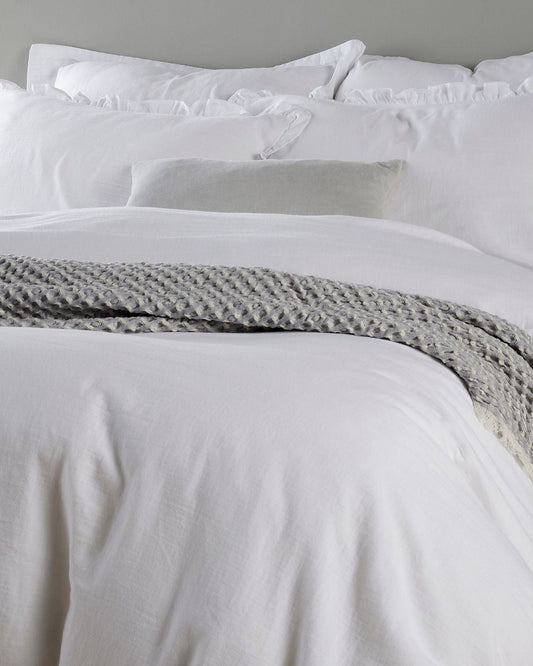 Christy Organic Cotton "Retreat Ruffle" Plain Dyed Duvet Cover Sets in White