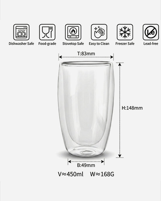 Cuisine Art Borosilicate Double Wall Glass Set 450ml 2Pc