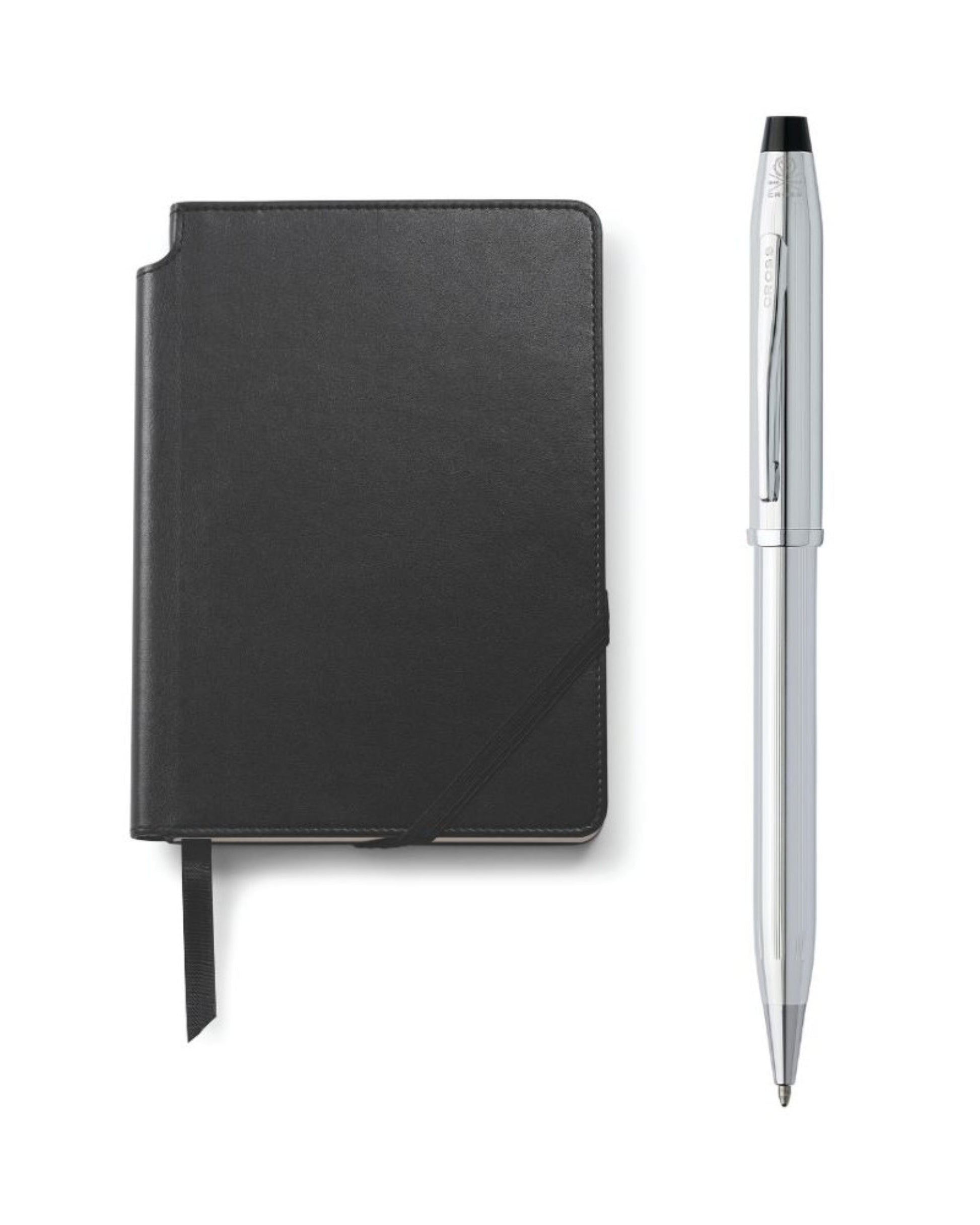 Cross Century Ii Lustrous Chrome Ballpoint Pen With Black Journal Gift Set 