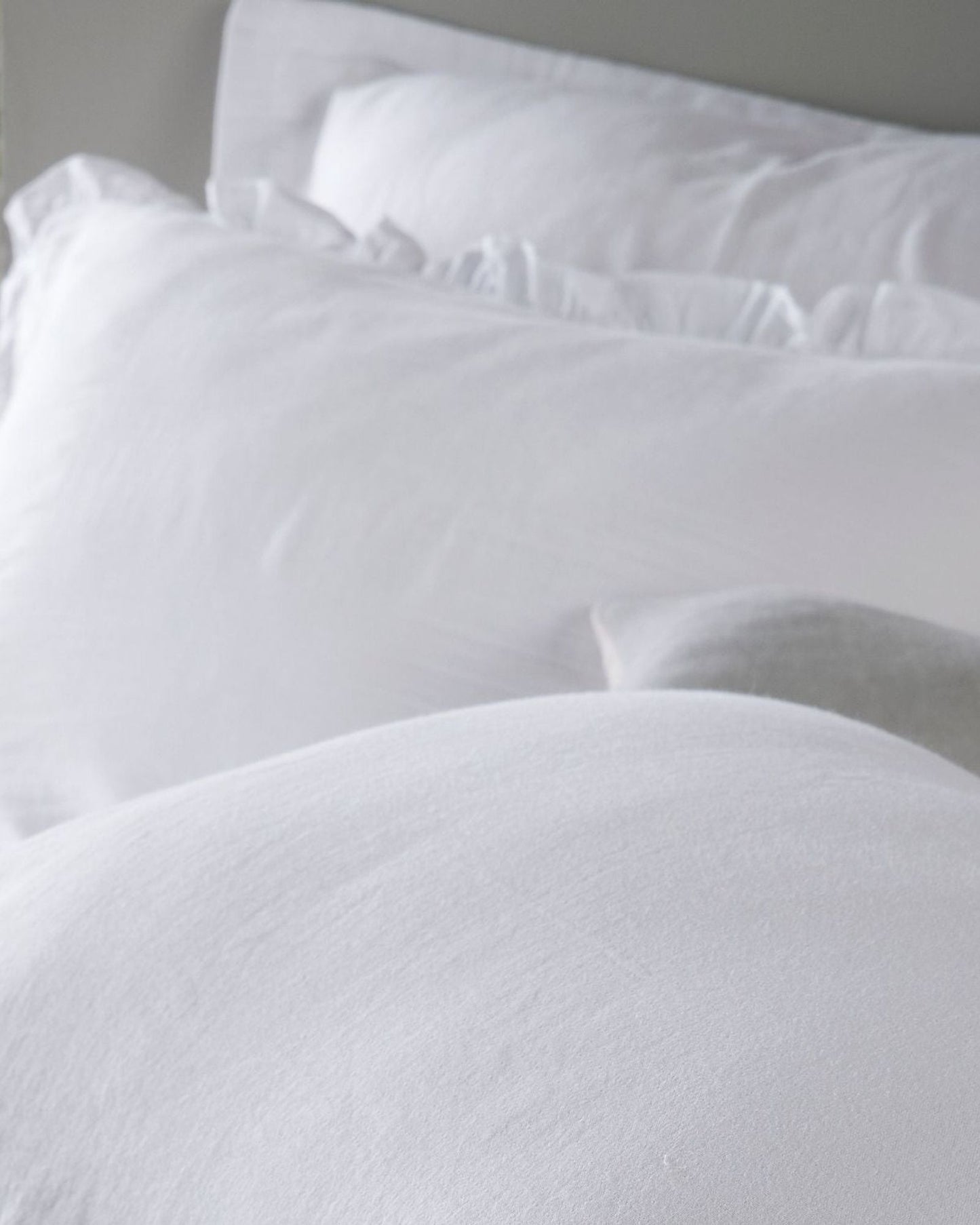 Christy Organic Cotton "Retreat Ruffle" Plain Dyed Duvet Cover Sets in White