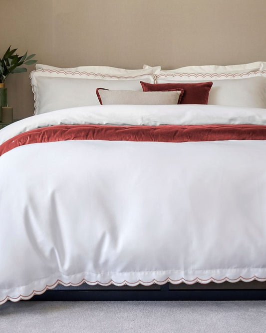 Christy "Scallop Edge" Duvet Cover Sets in Fire