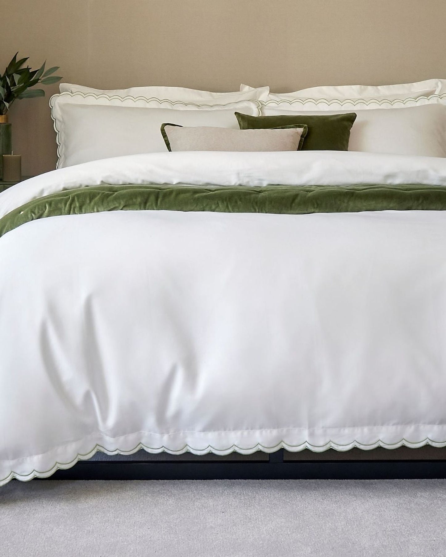 Christy "Scallop Edge" Duvet Cover Sets in Matcha