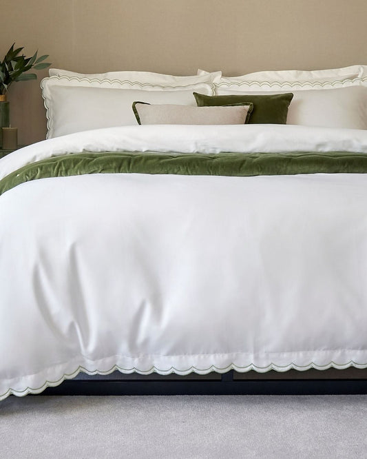 Christy "Scallop Edge" Duvet Cover Sets in Matcha