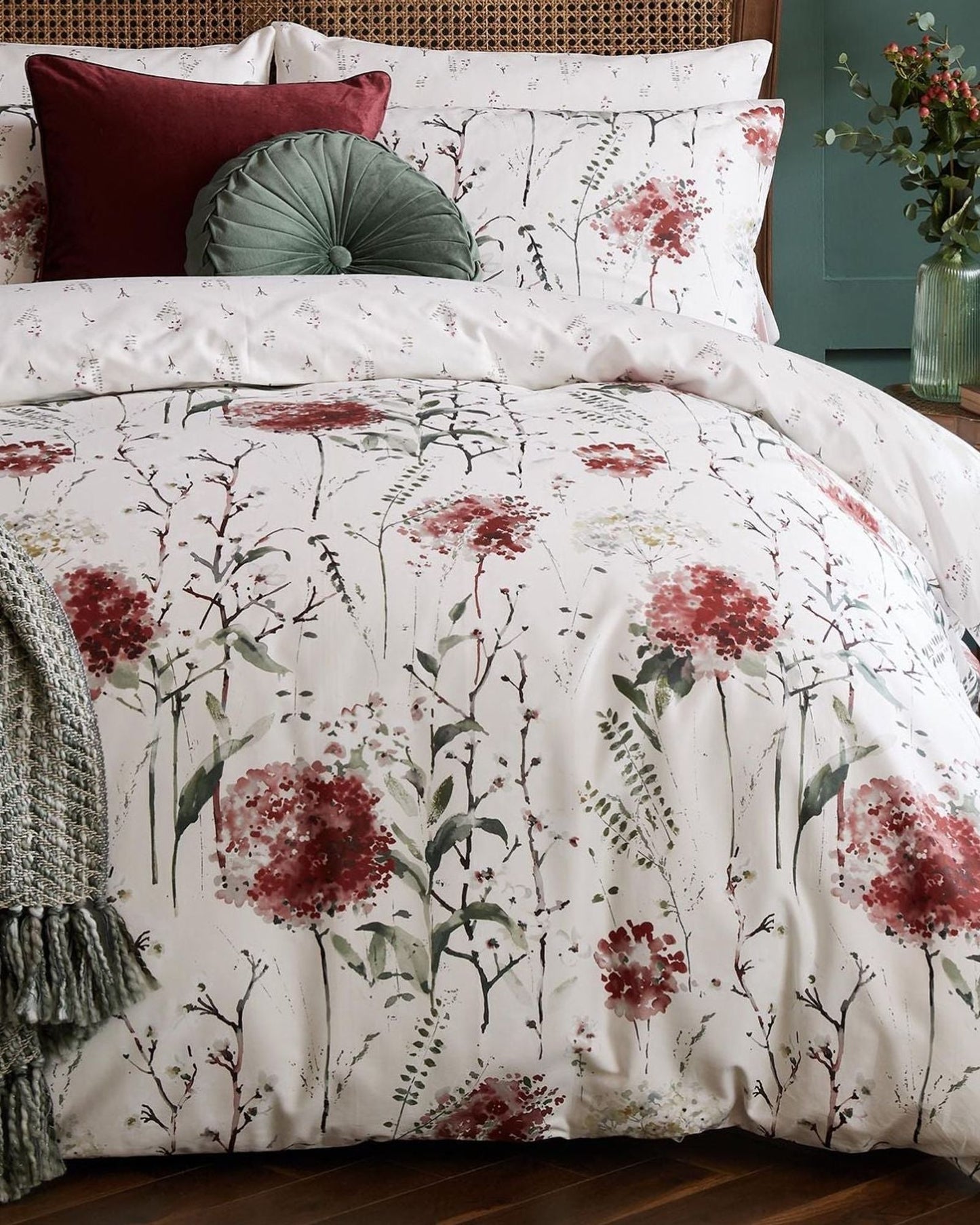 Laura Ashley "Pallington Bloom" Duvet Cover Set in Ruby