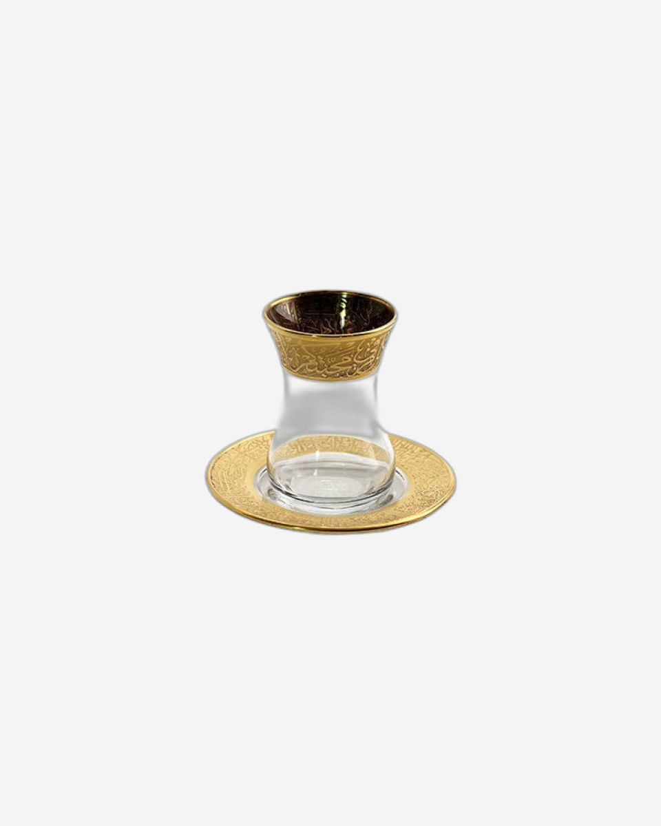 Dimlaj Gold Tea Istikanas & Saucers 6Pc