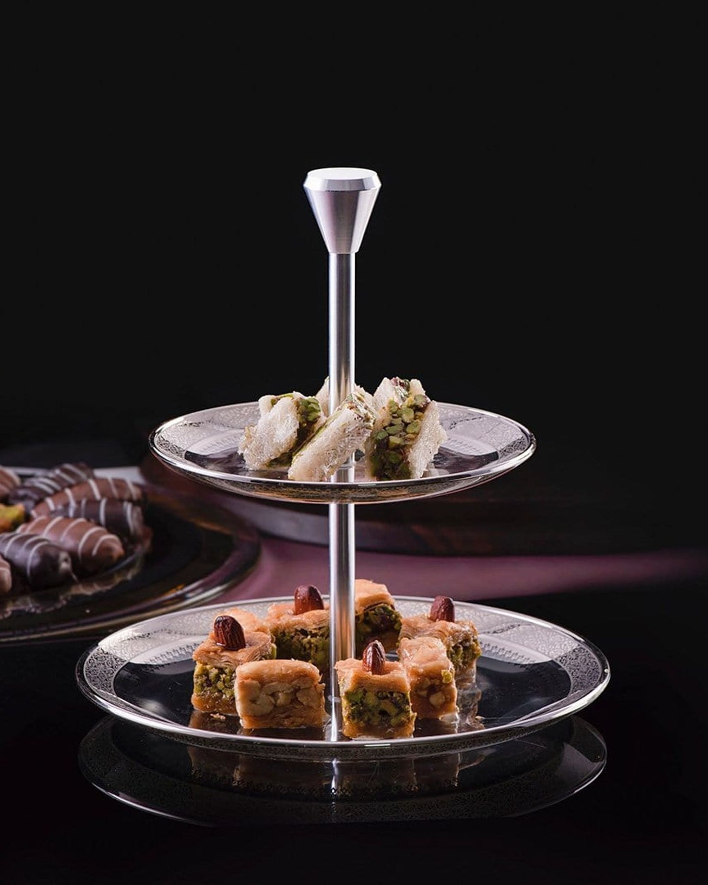 Dimlaj Cordoba 2 Tiered Tray (Platinum)