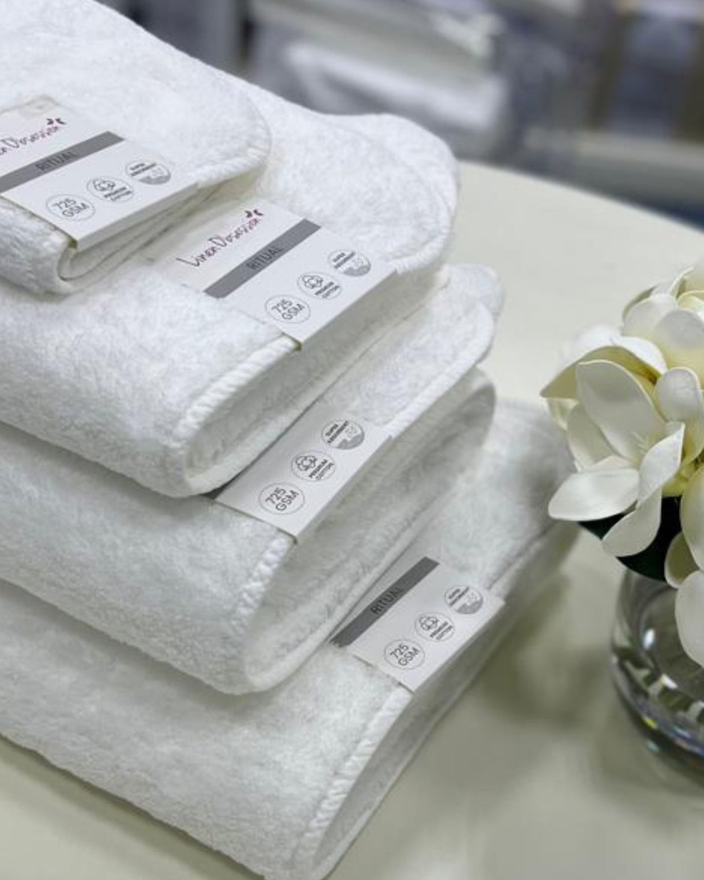 Linen Obsession "Ritual" Bath Towels Collection in White